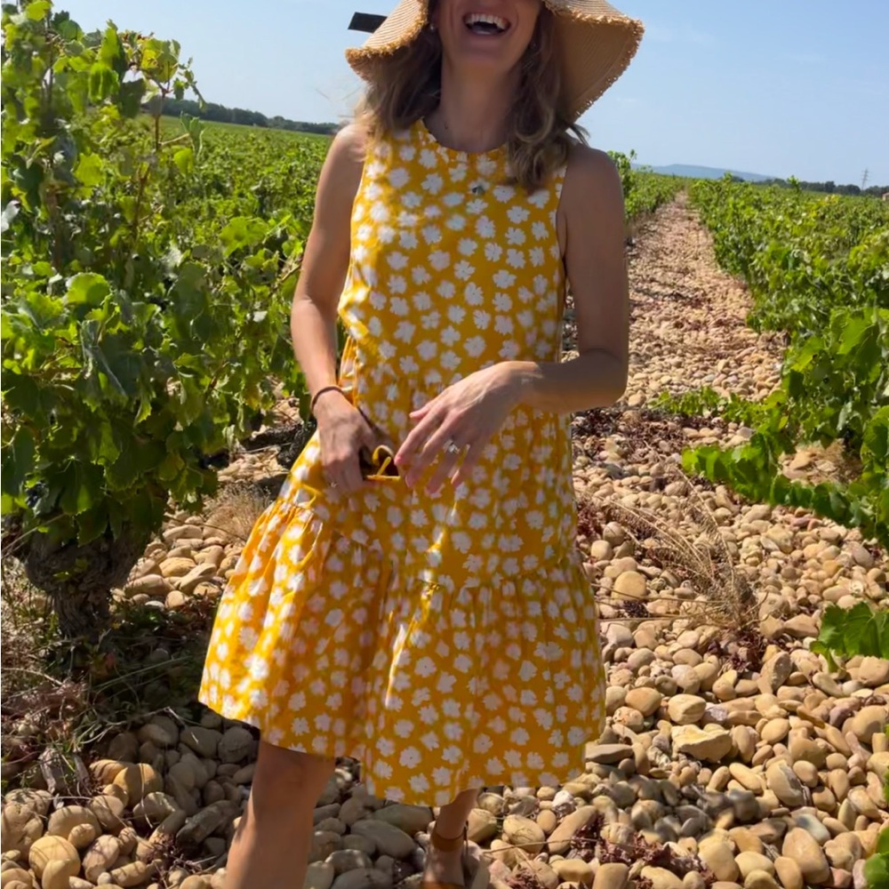 J. Crew tiered mid length flowy dress, so bright & cheerful ✨☀️